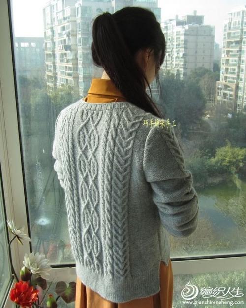 欣茹 棒针编织女士开叉麻花毛衣