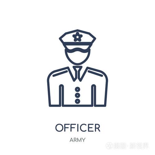 军官线性符号设计从军队收藏插画-正版商用