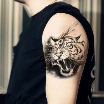 防水花臂纹身贴 刺青老虎纹身贴纸男手臂腿部刺青防水仿真虎头贴