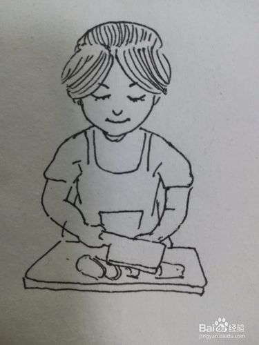 宅在家做饭简笔画怎么画