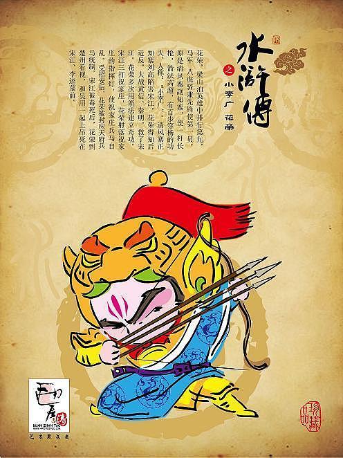 水浒传花荣q版简笔画