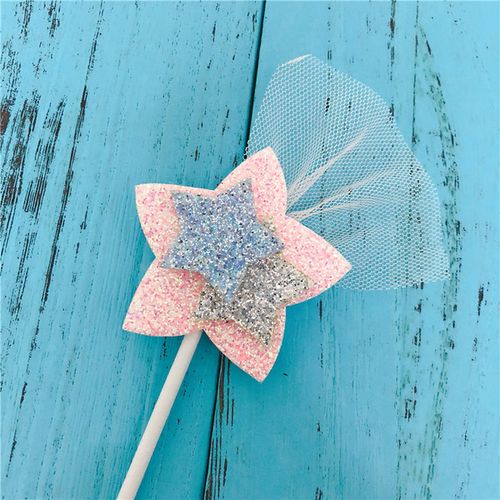 梦幻彩色五角星唯美星星插旗情景蛋糕装饰插牌 生日蛋糕装饰插件