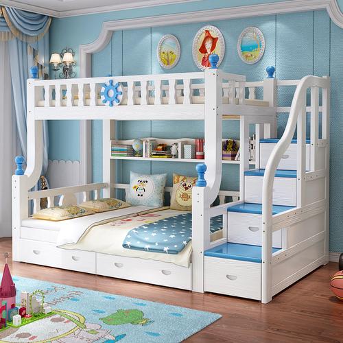 全实木高低床地中海实木上下床子母床多功能单人双人儿童床双层床松木