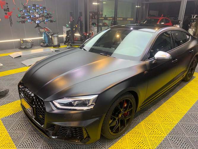 奥迪q5改色贴膜亚面绸缎黑磨砂黑武士黑长沙汽车改装