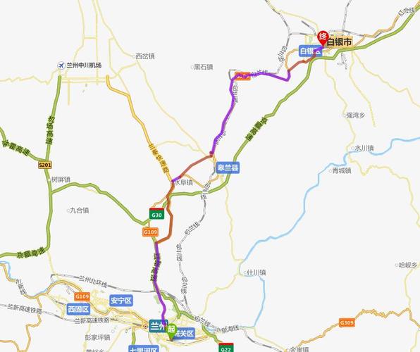 兰卅到白银走国道多少公里