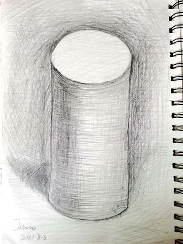 零基础自学素描切面圆柱体打卡day30_素描_绘画_零基础学画画_文化