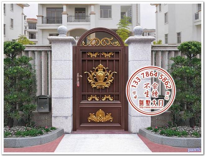 别墅设计院大门 大门垛造型 别墅大门效果图 铝合金 整套门