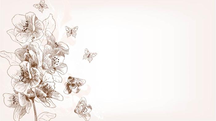 淡雅手绘艺术花卉ppt背景图片