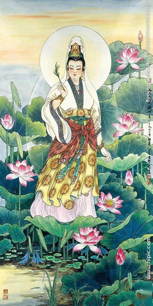 菩提树下 · 莲花--菩萨工笔画,愿你观音永保,快乐平安