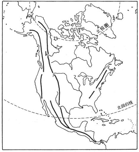 【练习9】在北美洲图上标注出以下地理事物