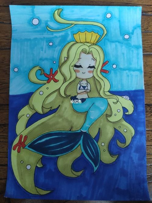 马克笔简笔画 《美人鱼》 临摹_简笔画_临摹_马克笔_文化_绘画