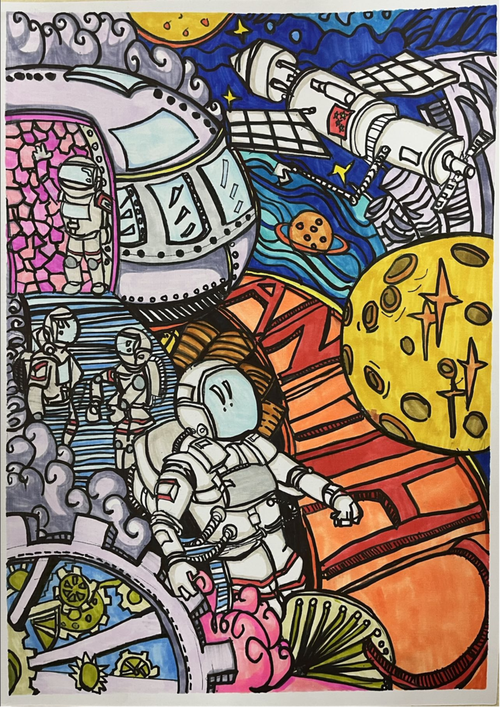 科幻引领未来,艺术点亮童年—东风学校科幻画展示