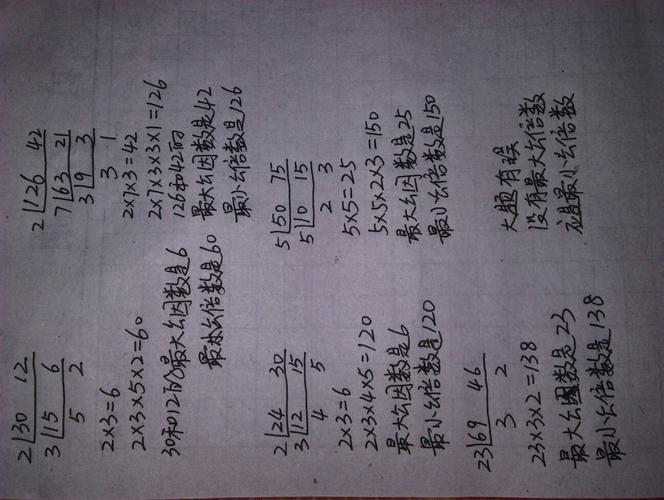 求最大公因数和最大公倍数,30和12,126和42,24和30,50