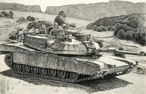 手绘军事素描——美国坦克装甲车辆