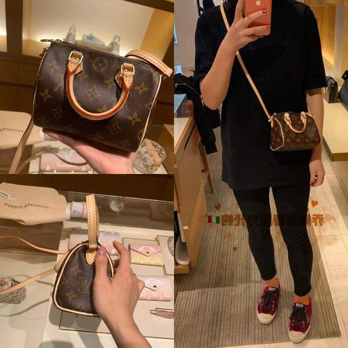 lv迷你女包_lv老花nano speedy迷你经典枕头包单肩斜挎手提女包 m6