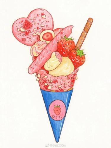 素材:关于夏天的冰淇淋素材_小鲸鱼儿童画_零二七艺考