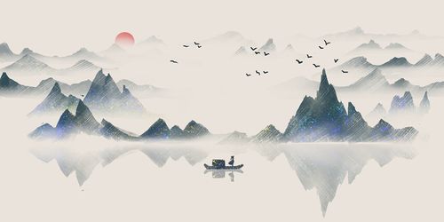 中国风山水水墨古风边框背景banner