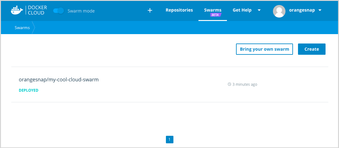 list of swarms in docker cloud