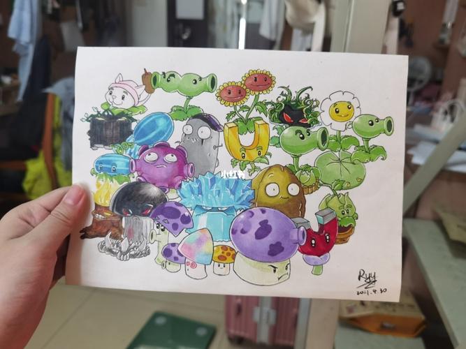我的童年3|植物大战僵尸*2_童年_马克笔画_手绘_樱花