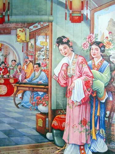 【才子佳人年画作品欣赏】—— 《卓文君》 吴少云(1956年)