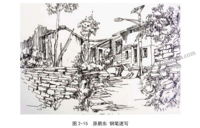 风景速写构图布局之现场切入方法