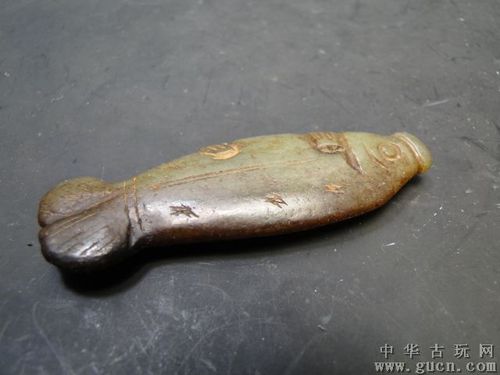 古玩玉器古玉老玉汉代黑尾玉鱼