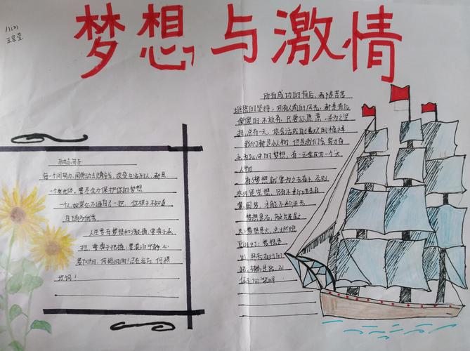 息都实验学校12月份德育主题"激情与梦想"八年级优秀手抄报展