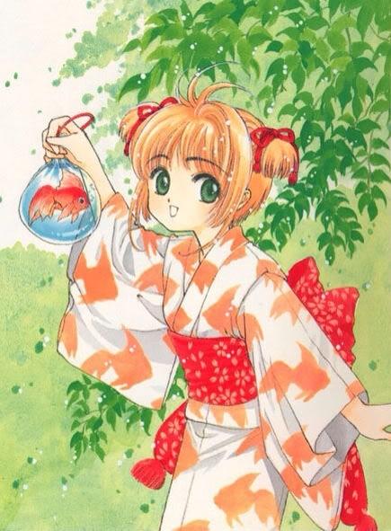 魔卡少女樱百变小樱 木之本樱 手绘插画金鱼和服cosplay定做