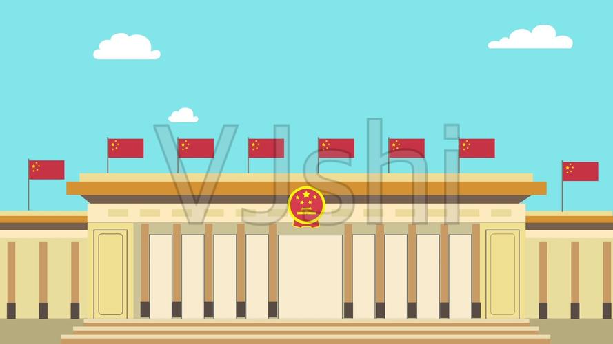 卡通mg动画人民大会堂_1920x1080_高清视频素材下载