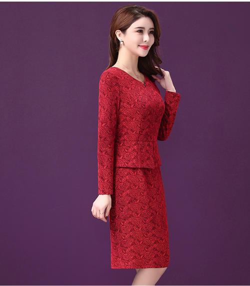 春秋季时尚参加结婚宴婚礼服喜婆婆中年妈妈装阔太太高档连衣裙女