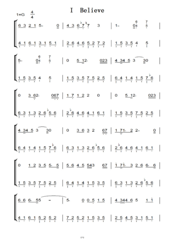 i believe 原版 钢琴双手简谱 钢琴谱 钢琴简谱