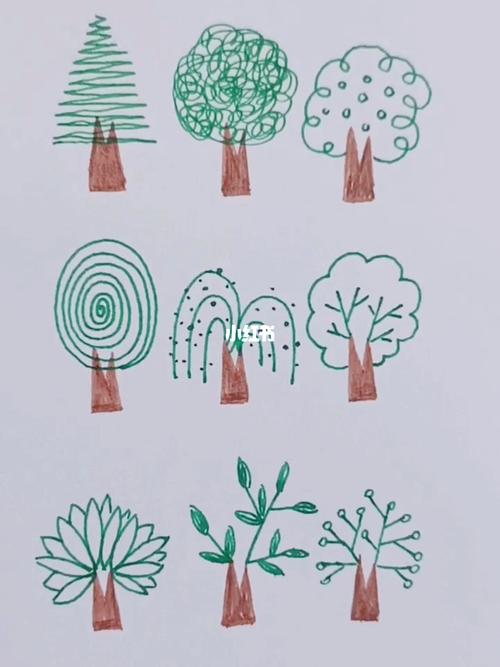 就这样乱画,画一堆可爱的小树.