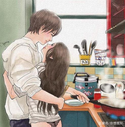 日本情侣情趣插画——厨房的调情