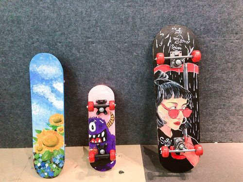 diy手绘儿童四轮滑板枫木双面白板滑板车