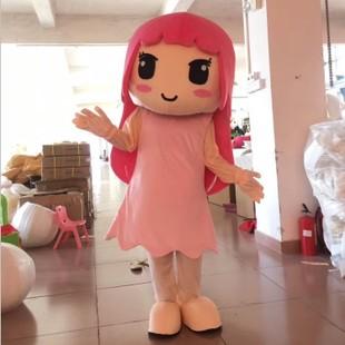 批发粉红可爱小女孩卡通人偶服装舞蹈表演道具动漫服装行走人偶