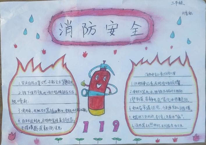 广黄完小"119消防安全"手抄报