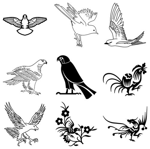 一折纹身设计_2018手绘黑白线鸟凤凰姿势头像简笔画素描纹身设计cdr