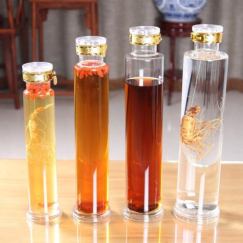 无铅玻璃泡酒瓶人参泡酒药酒浸酒瓶密封酒罐直筒细长耐热玻璃瓶