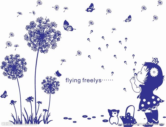 吹蒲公英的小女孩图片
