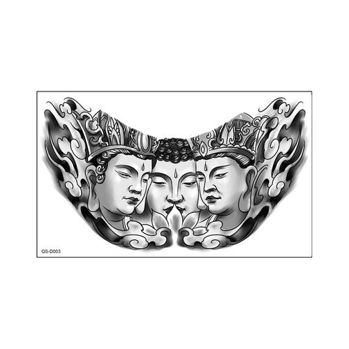 三面佛胸前纹身贴大花臂纹身贴个性图腾男女款