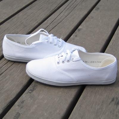 白鞋白网鞋帆布鞋白球鞋武术体操鞋男女系带小白鞋训练鞋药厂工鞋