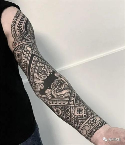 玛雅图腾风格花臂纹身图案