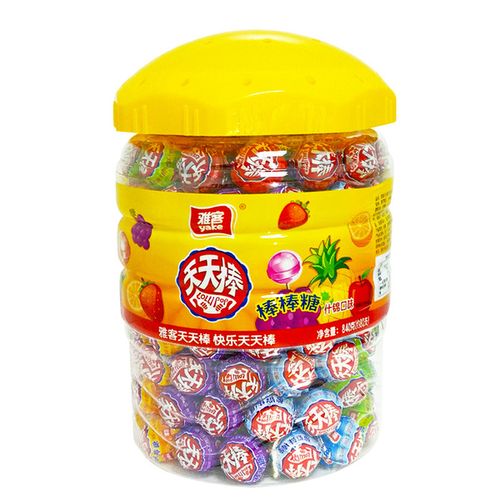 雅客天天棒什锦口味棒棒糖840g/桶 (约80支) 桶装糖果