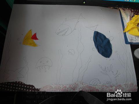 美术小组布贴画----海低世界