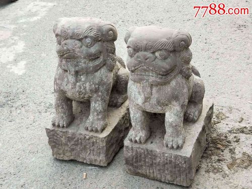 清代温石狮子一对