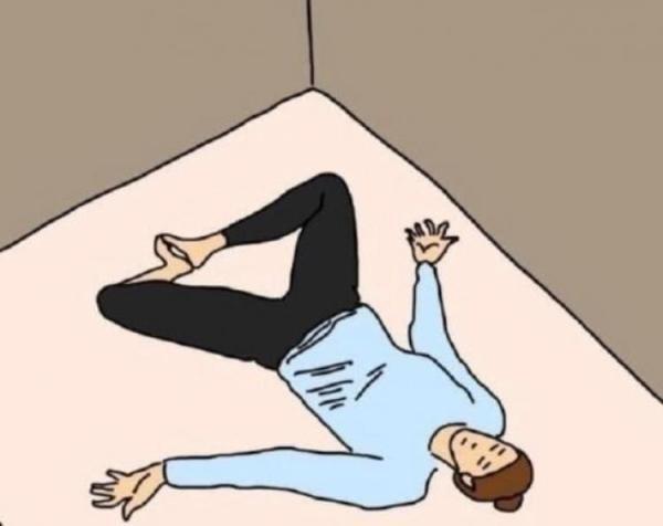 step3:身体前倾,右腿屈膝前压腿,后退伸直.保持一分钟,换边进行.