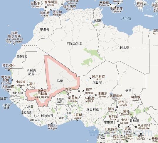 马里旅游交通地图最新高清版地图(点击查看大图)          马里共和国