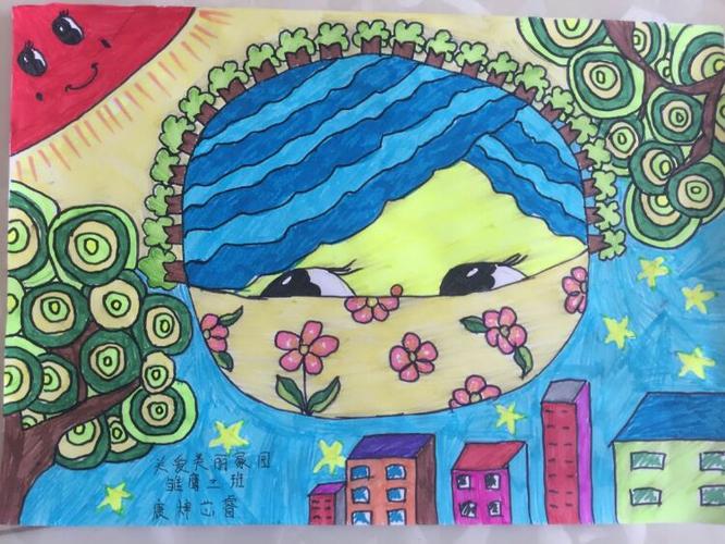 格林幼儿园"保护地球,我们在行动" __"关爱美丽家园"亲子绘画优秀作品