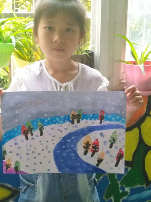 水粉画下雪了