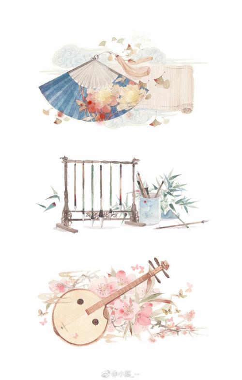 古风 古韵 中国风 手帐素材 插画 手绘 彩绘 头像 壁纸